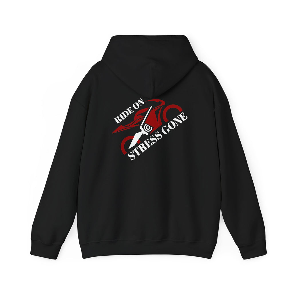 Non UK Sales Hooded Sweatshirt (Ride on, Stress gone) W/B2