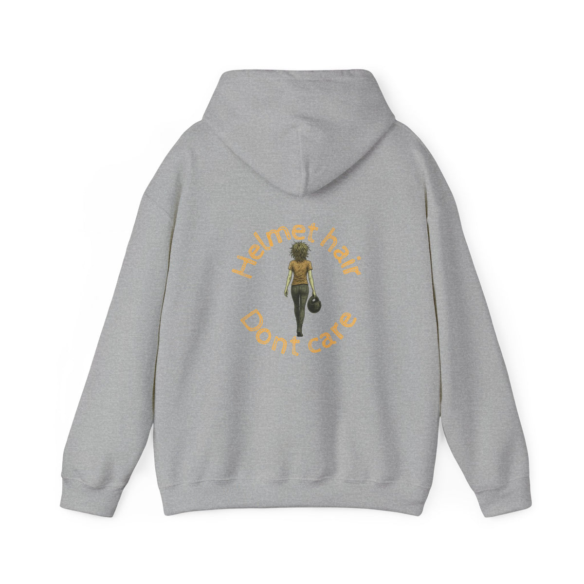 Unisex Heavy Blend™ Hooded Sweatshirt (Helmet Hair, Dont Care) 2 Back