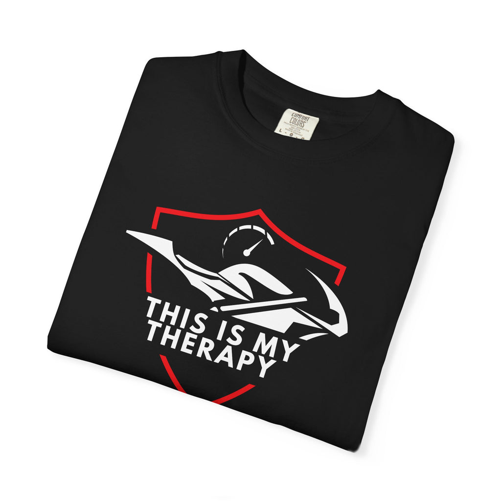 Non UK Sales Motorbike t-shirt  (This is my therapy)  WR/B
