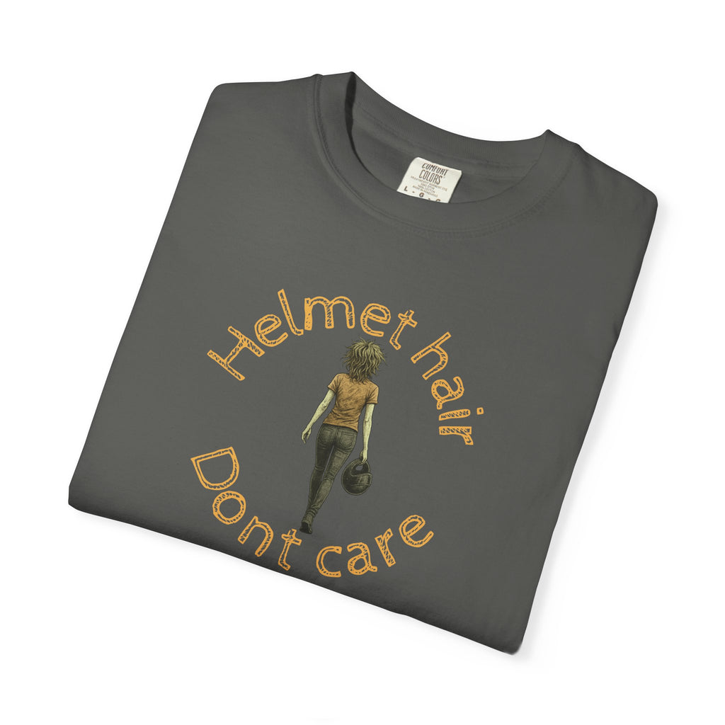 Non UK Sales Motorbike t-shirt  (Helmet hair, Dont care) Y/B