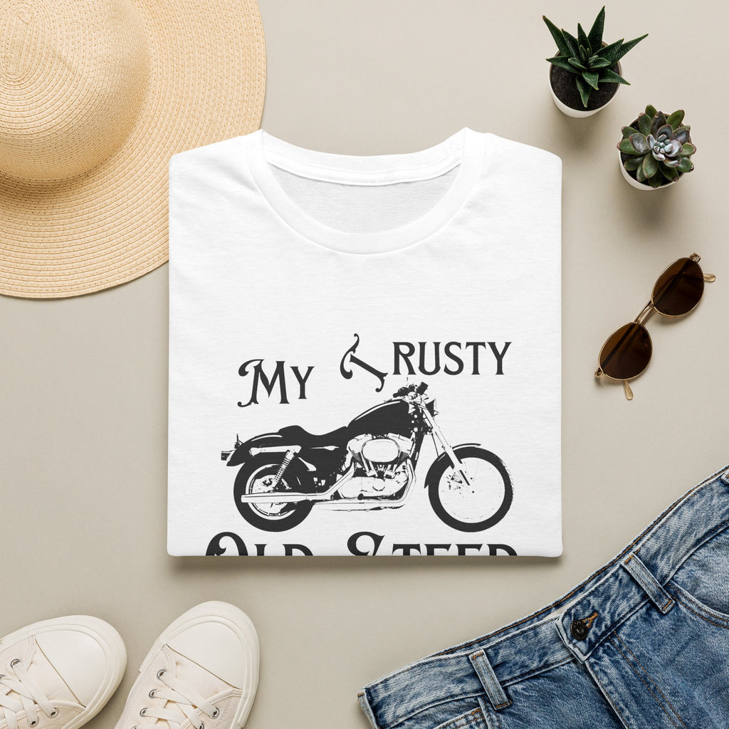 Motorbike T-shirt with 'My Trusty (Rusty) Old Steed'