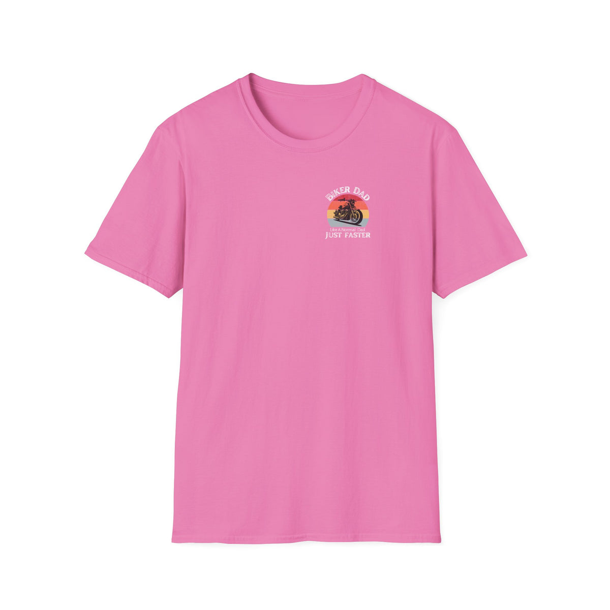Motorbike T-shirt with 'Biker dad, Like a normal dad, Just faster' (2) Small Logo