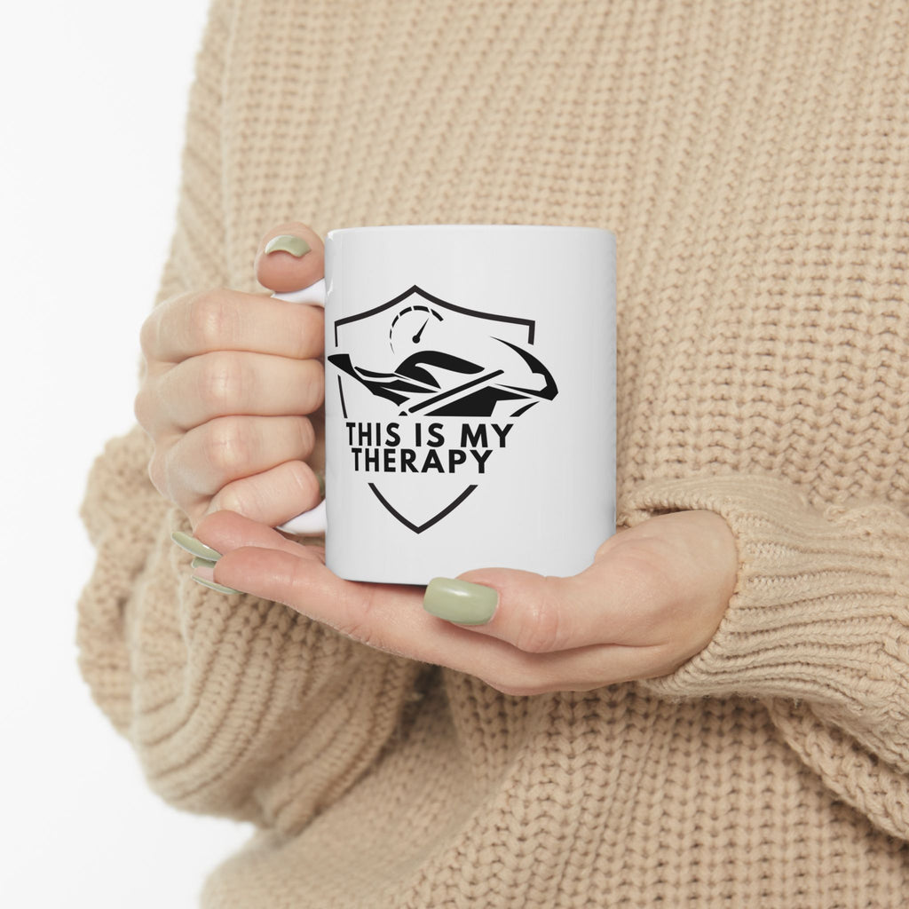 Non UK Sales 11oz And 15oz White Mug With (This is my therapy) W