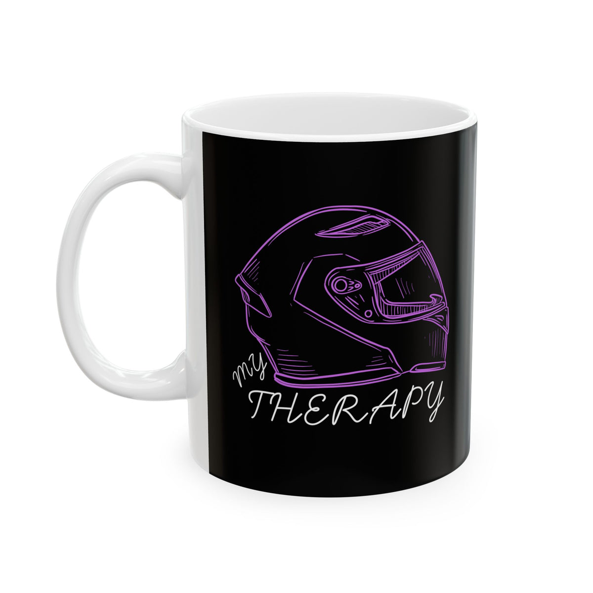 Non UK Sales 11oz And 15oz White Mug With (My Therapy) Purple