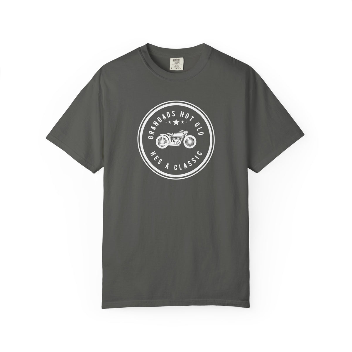 Non UK Sales Motorbike t-shirt  (Grandads not old, Hes a classic) W/B