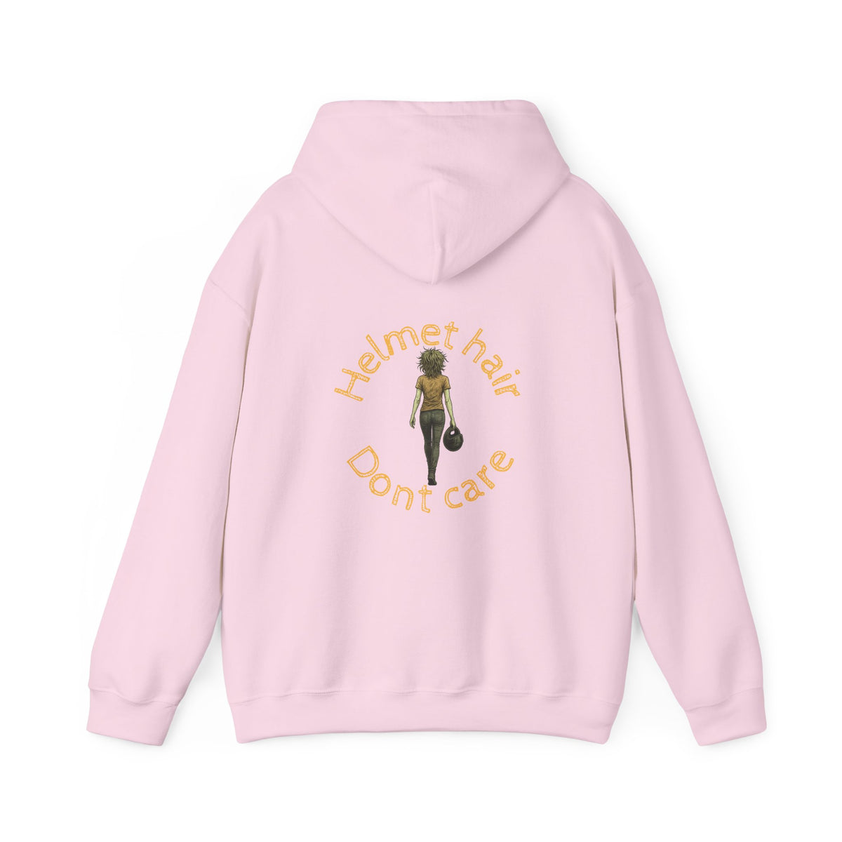 Unisex Heavy Blend™ Hooded Sweatshirt (Helmet Hair, Dont Care) 2 Back