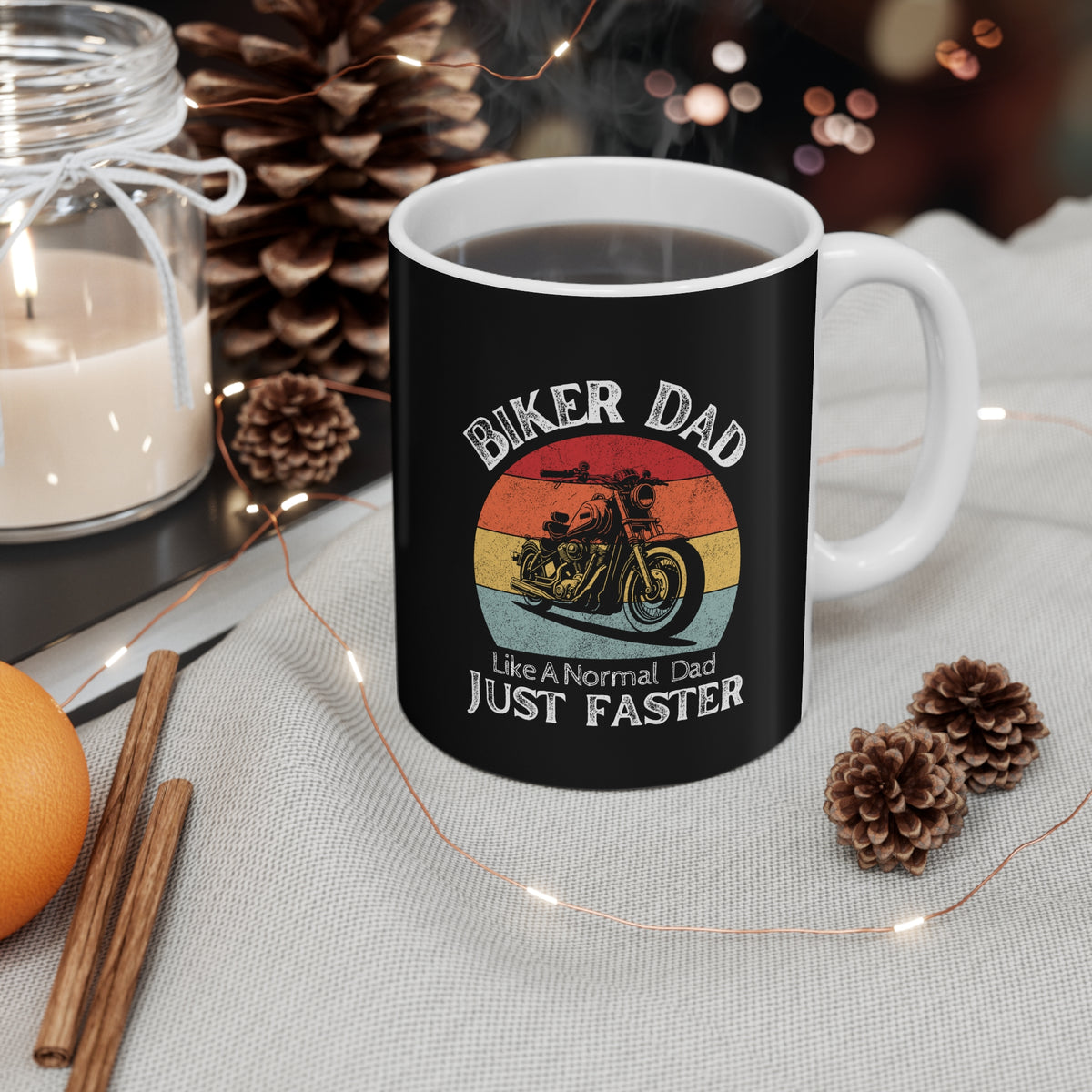 11oz White Mug With (Biker Dad, Like a normal Dad just faster)