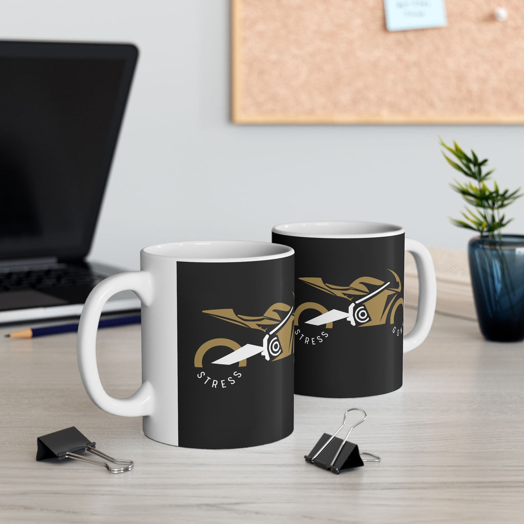 Non UK Sales 11oz And 15oz White Mug With (Stress Gone) B/G