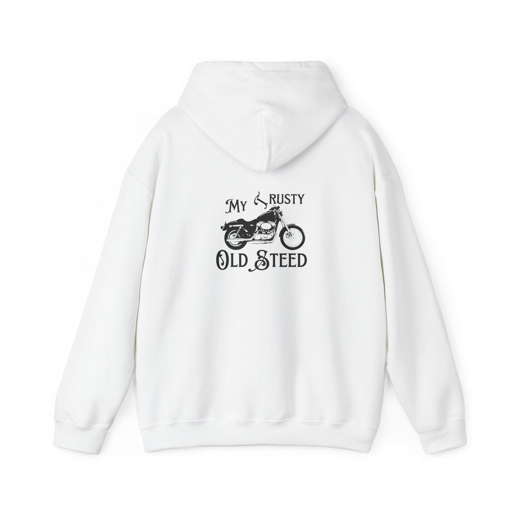 Non UK Sales Hooded Sweatshirt (My Trusty (Rusty) Old steed) B/W