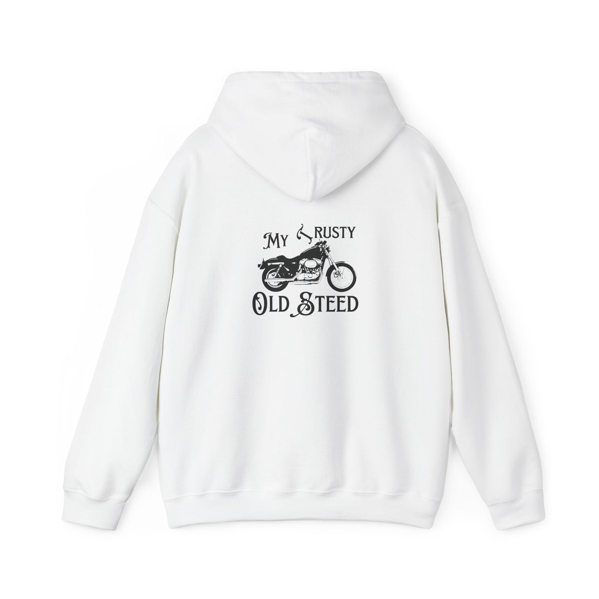 Non UK Sales Hooded Sweatshirt (My Trusty (Rusty) Old steed) B/W