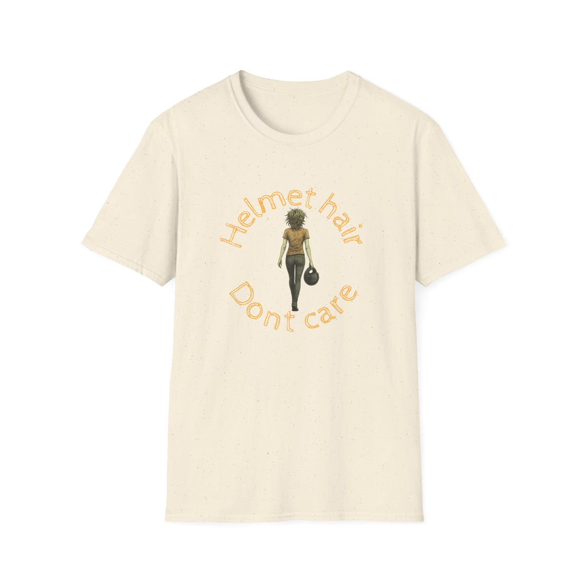 Motorbike T-shirt with 'Helmet hair, Dont care' (Coloured)