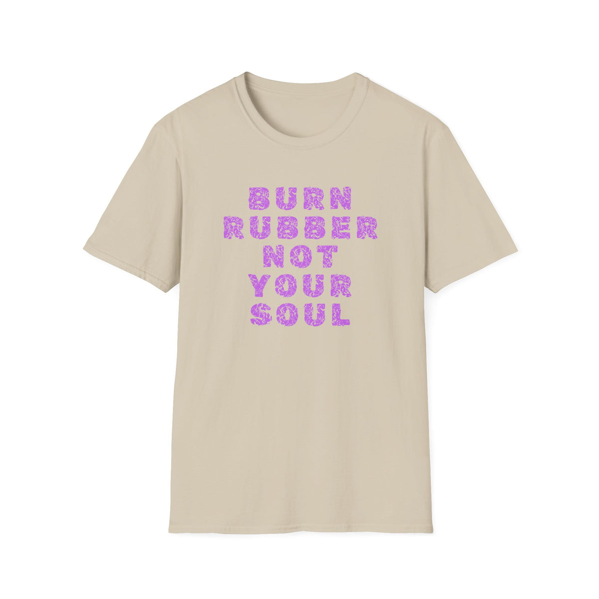 Motorbike T-shirt with 'Burn Rubber, Not your Soul' (3)