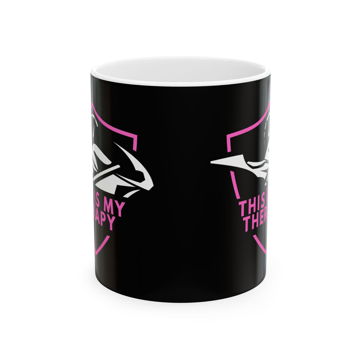 Non UK Sales 11oz And 15oz White Mug With (This is my therapy) pink