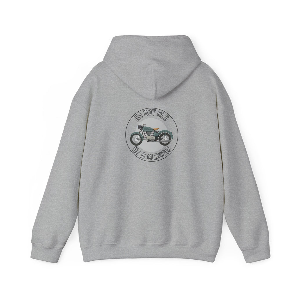 Non UK Sales Hooded Sweatshirt (I'm not old, I'm a classic) B/W