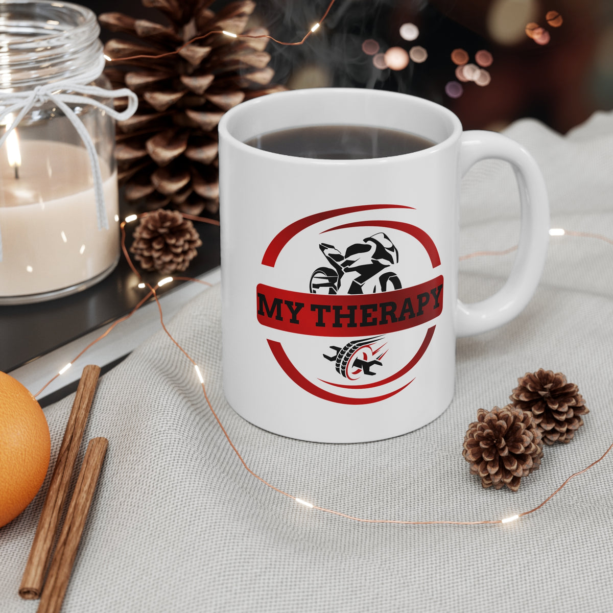 11oz White Mug With (My Therapy) (Red)