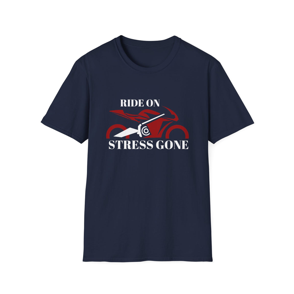 Motorbike T-shirt with 'Ride On, Stress Gone'