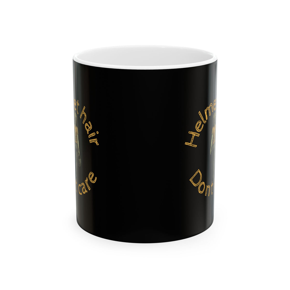 Non UK Sales 11oz And 15oz White Mug With (Helmet hair, Dont care) Y/B