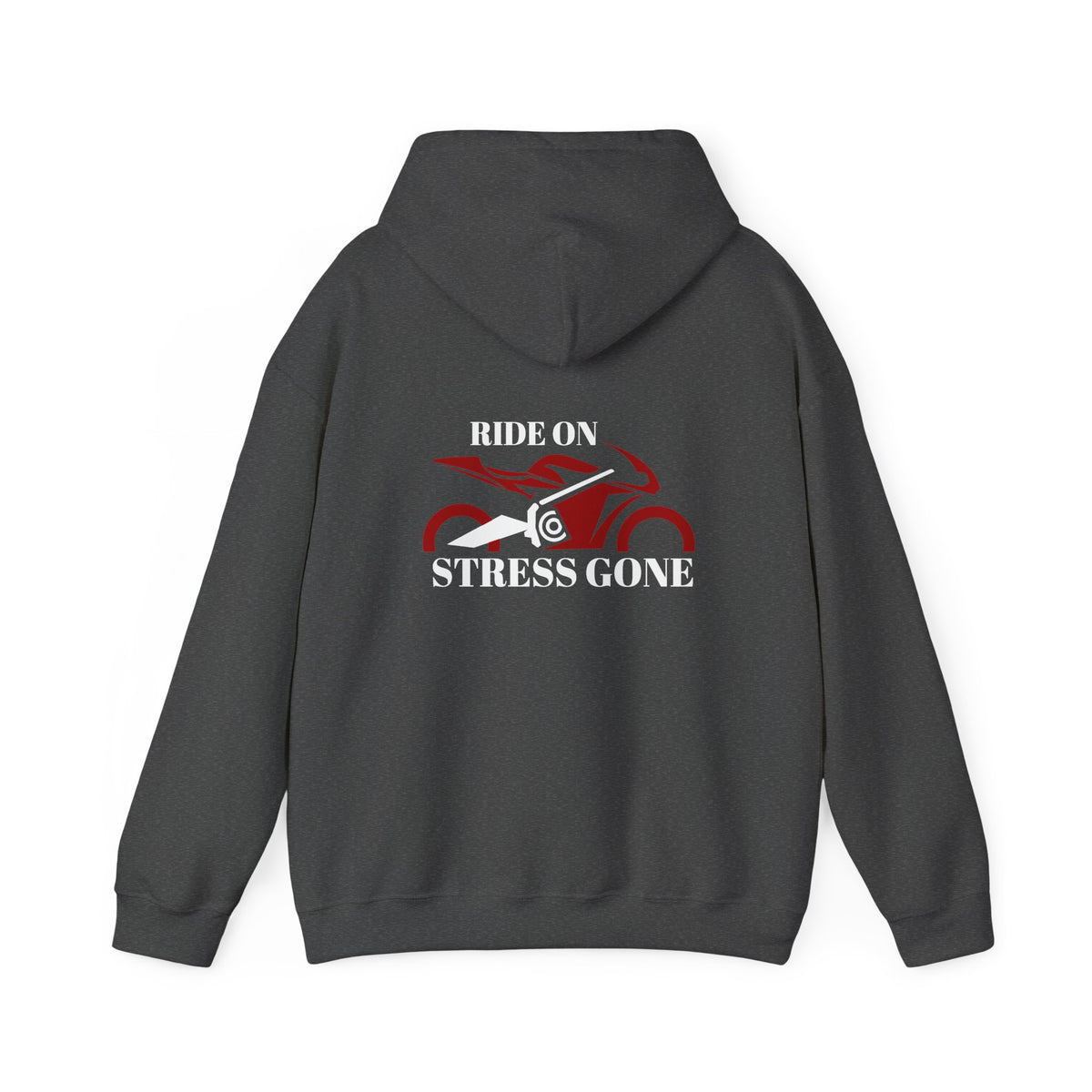 Non UK Sales Hooded Sweatshirt (Ride on, Stress gone) W/B