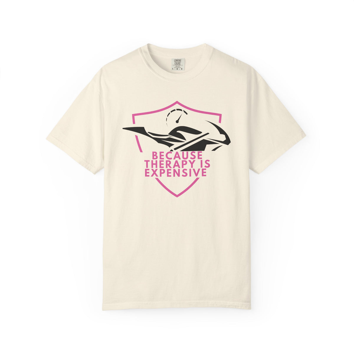 Non UK Sales Motorbike t-shirt  (Because Therapy is expensive) P/W