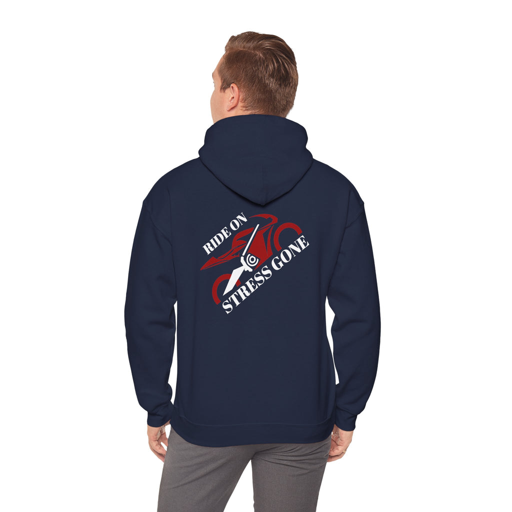 Non UK Sales Hooded Sweatshirt (Ride on, Stress gone) W/B2