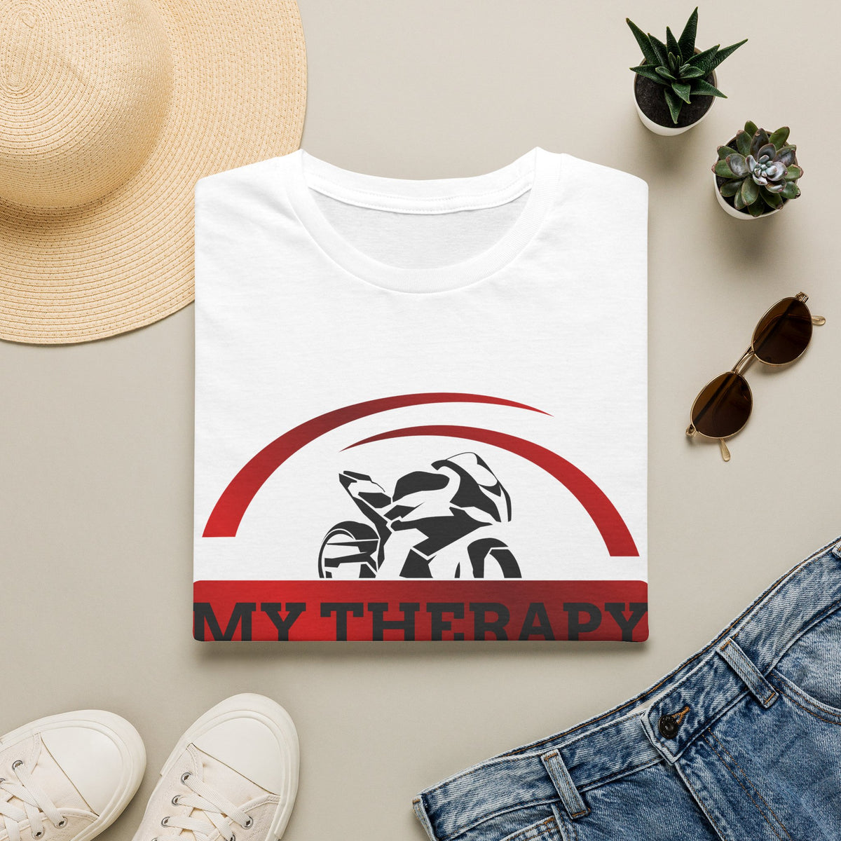 Motorbike T-shirt with 'My Therapy' (Red)