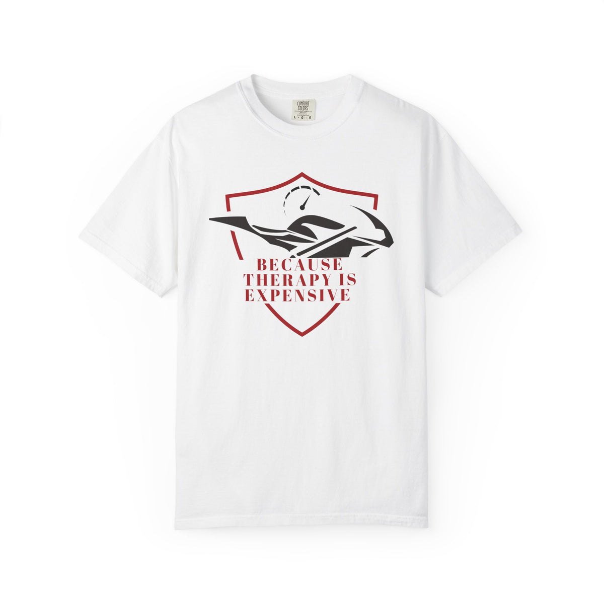 Non UK Sales Motorbike t-shirt  (Because Therapy is expensive) R/W