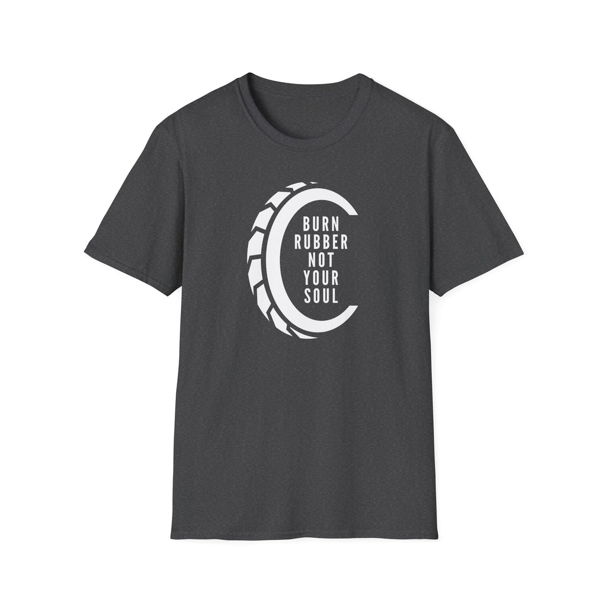 Motorbike T-shirt with 'Burn Rubber, Not your Soul' (4)