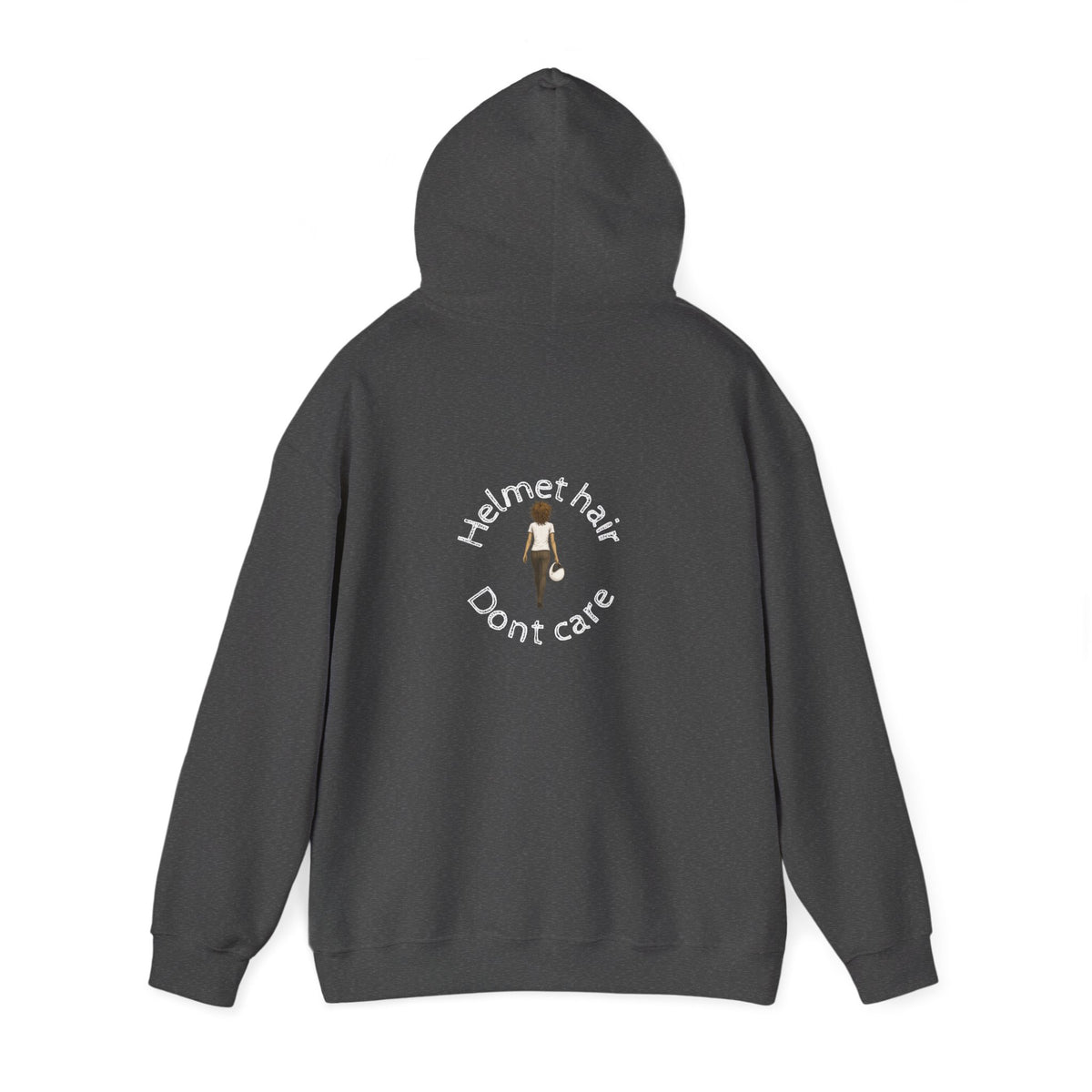 Non UK Sales Hooded Sweatshirt (Helmet hair, Don't care) W/B