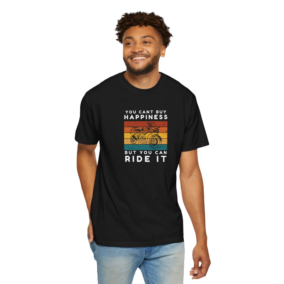 Non UK Sales Motorbike t-shirt  (You Cant buy happiness, But you can ride it)  W/Bs