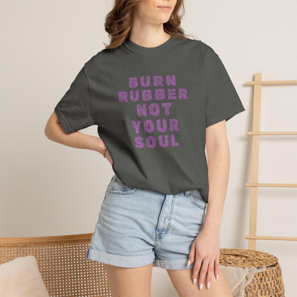 Non UK Sales Motorbike t-shirt  (Burn rubber, Not your soul) Words P/W