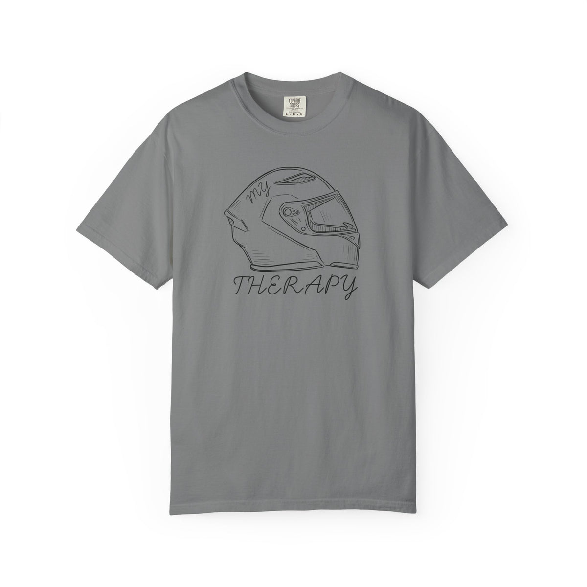 Non UK Sales Motorbike t-shirt  (My therapy)  Helmet B/W