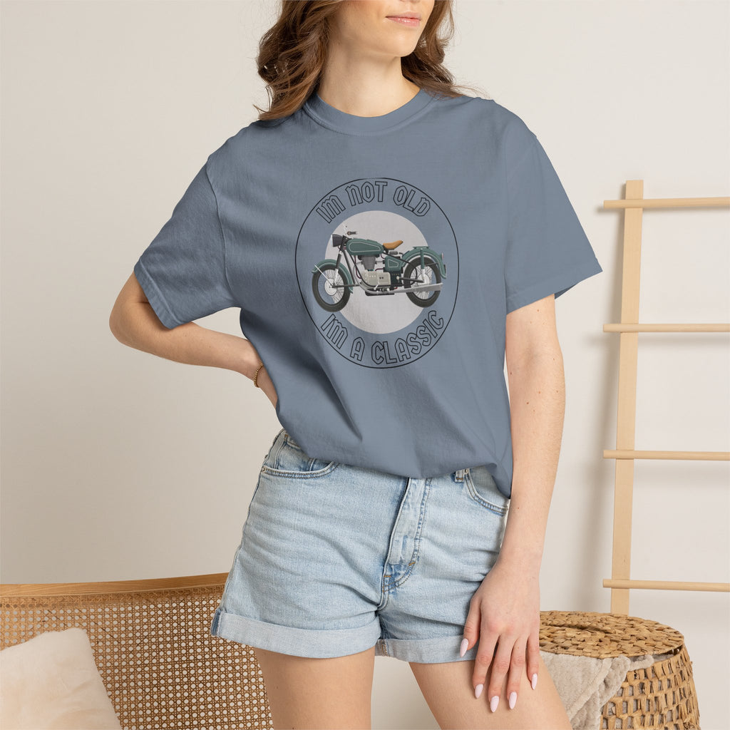 Non UK Sales Motorbike t-shirt  (Im not old, Im a classic) B/W