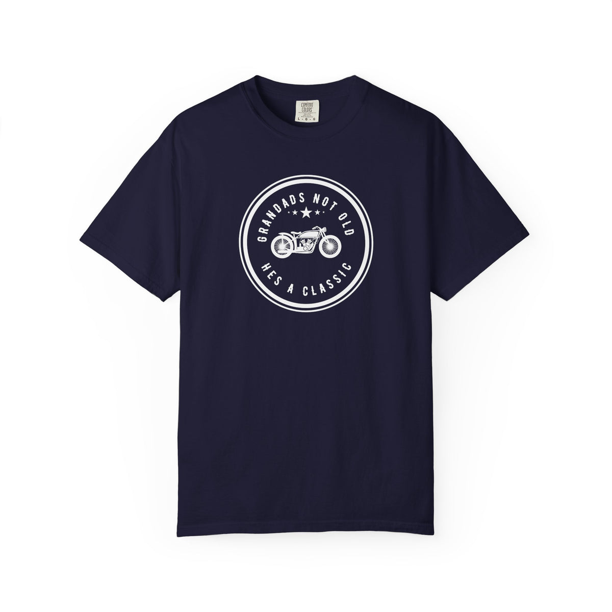 Non UK Sales Motorbike t-shirt  (Grandads not old, Hes a classic) W/B