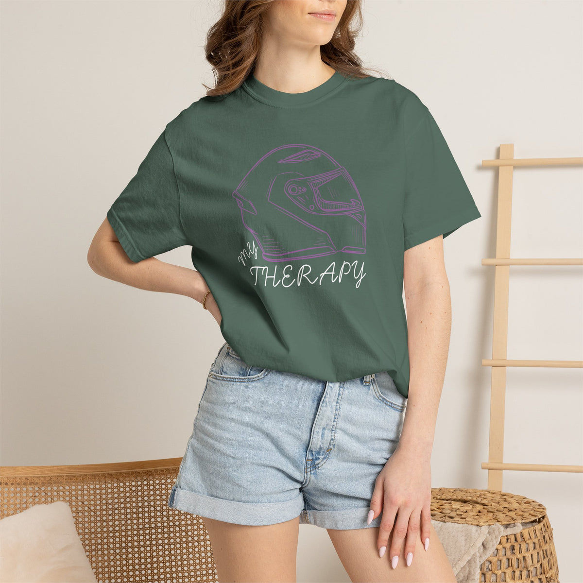 Non UK Sales Motorbike t-shirt  (My therapy)  Helmet P/B