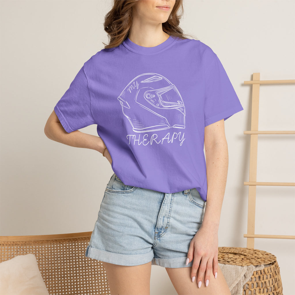 Non UK Sales Motorbike t-shirt  (My therapy)  Helmet W/B