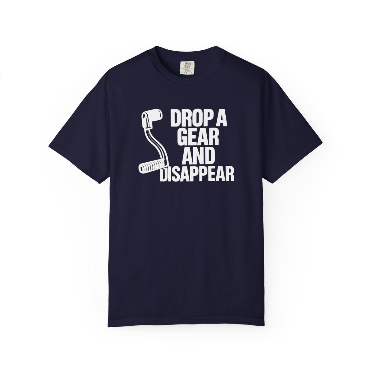 Non UK Sales Motorbike t-shirt  (Drop a gear and disappear) Words W/B