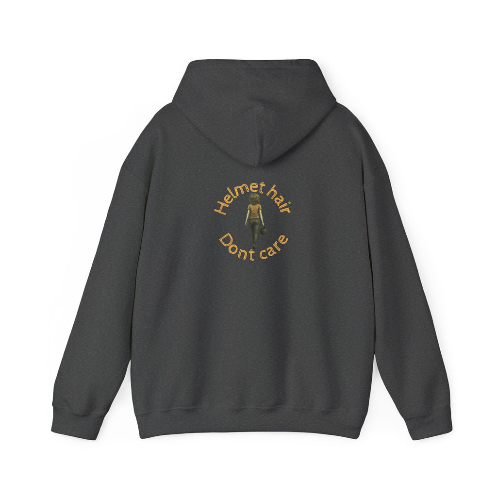 Non UK Sales Hooded Sweatshirt (Helmet hair, Don't care) Y/B