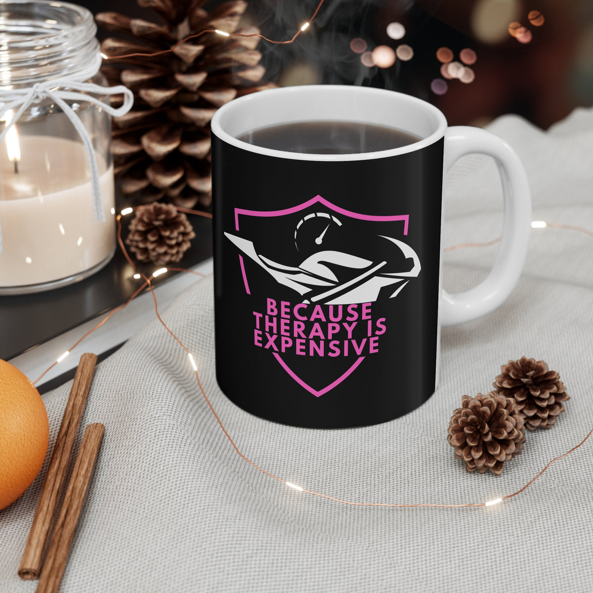 11oz White Mug With (Because therapy is expensive) (2)