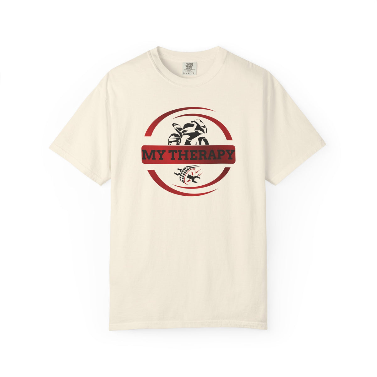 Non UK Sales Motorbike t-shirt  (My therapy) Swirl R/W