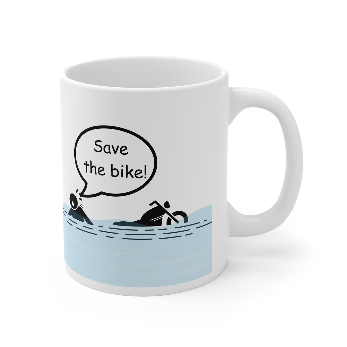 11oz White Mug With (Save the bike)
