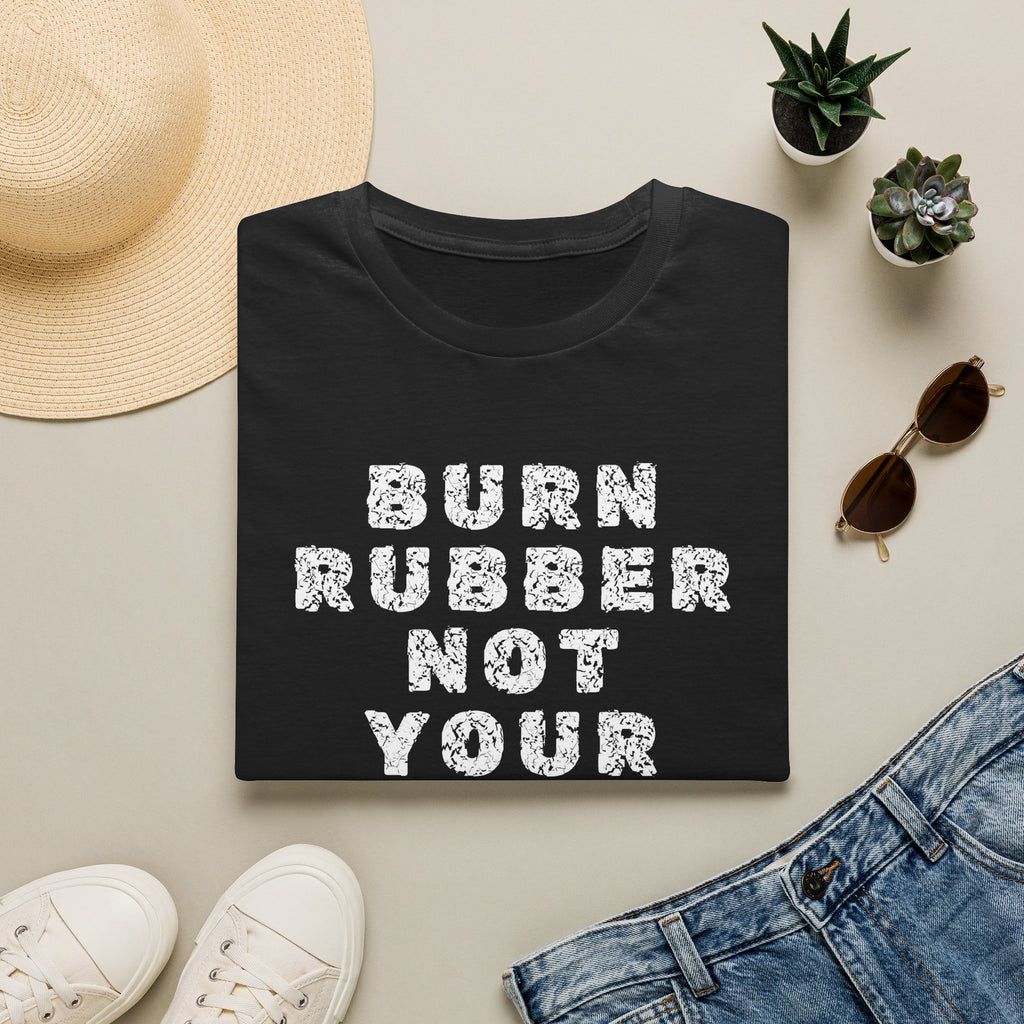 Motorbike T-shirt with 'Burn Rubber, Not your Soul' (5)