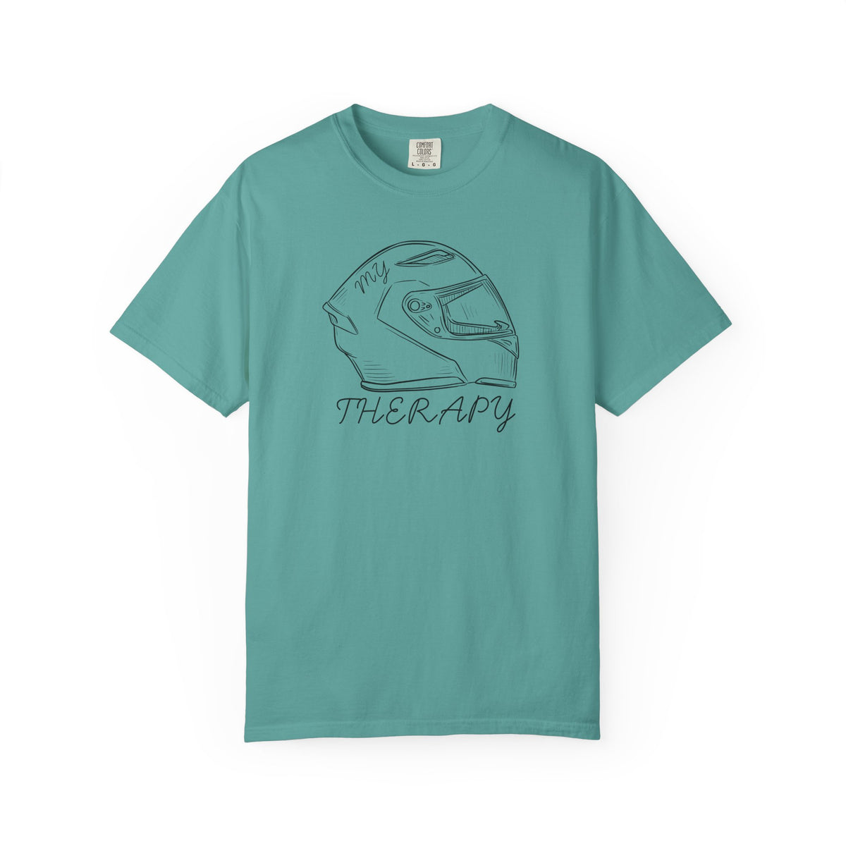 Non UK Sales Motorbike t-shirt  (My therapy)  Helmet B/W