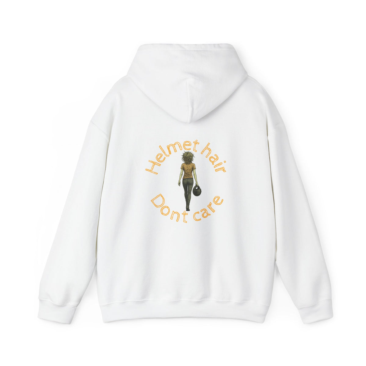 Unisex Heavy Blend™ Hooded Sweatshirt (Helmet Hair, Dont Care) 2 Back