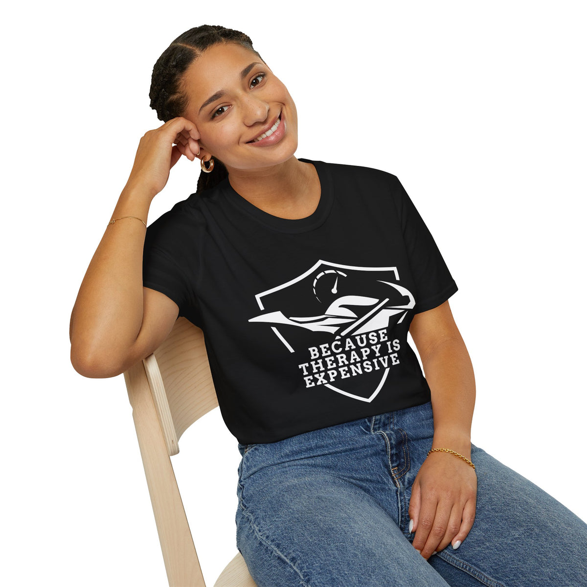 Motorbike T-shirt with 'Because Therapy is Expensive' (1)