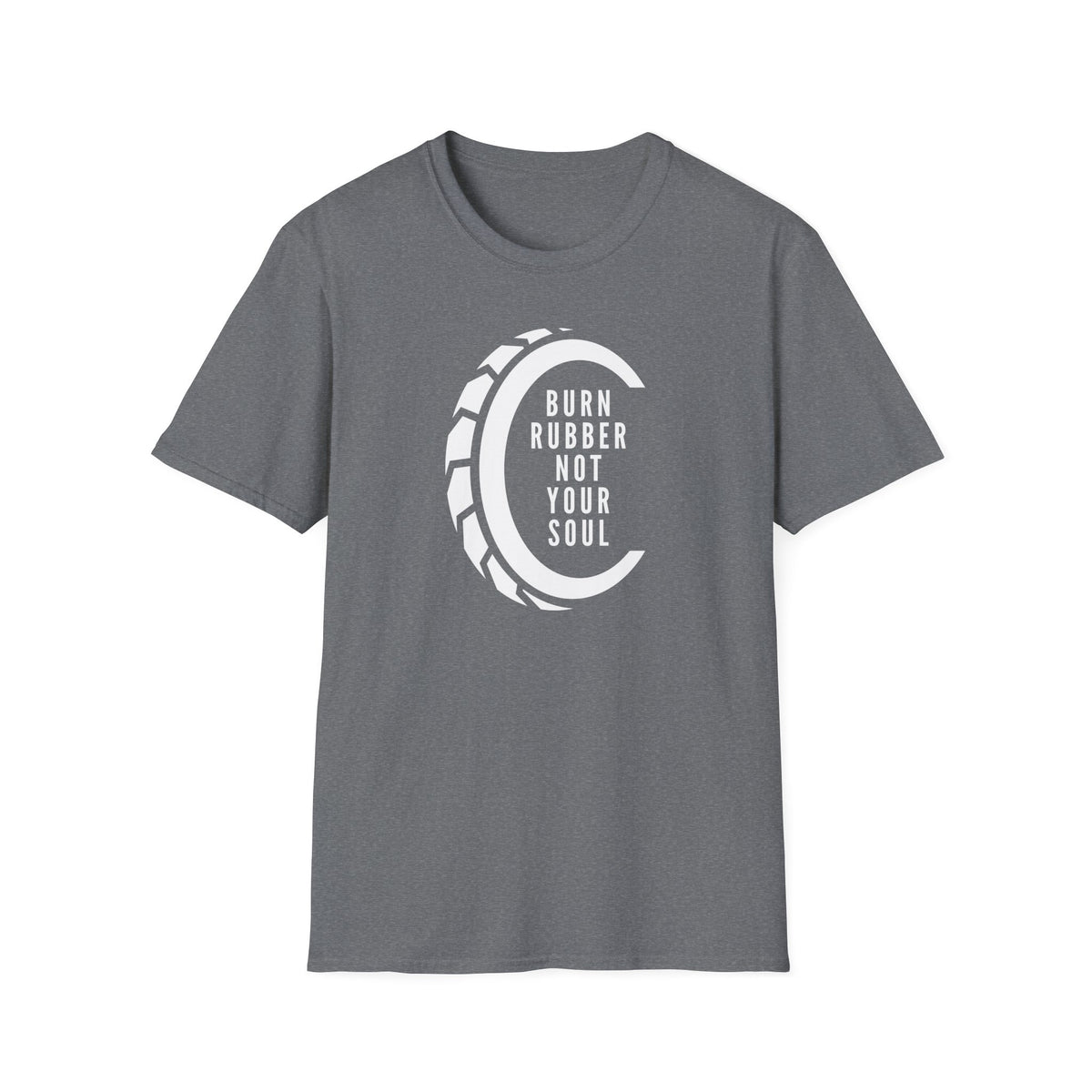 Motorbike T-shirt with 'Burn Rubber, Not your Soul' (4)