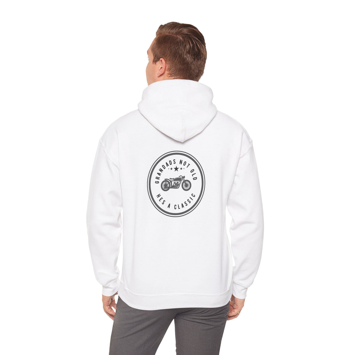 Non UK Sales Hooded Sweatshirt (Grandads not old, Hes a classic) B/W
