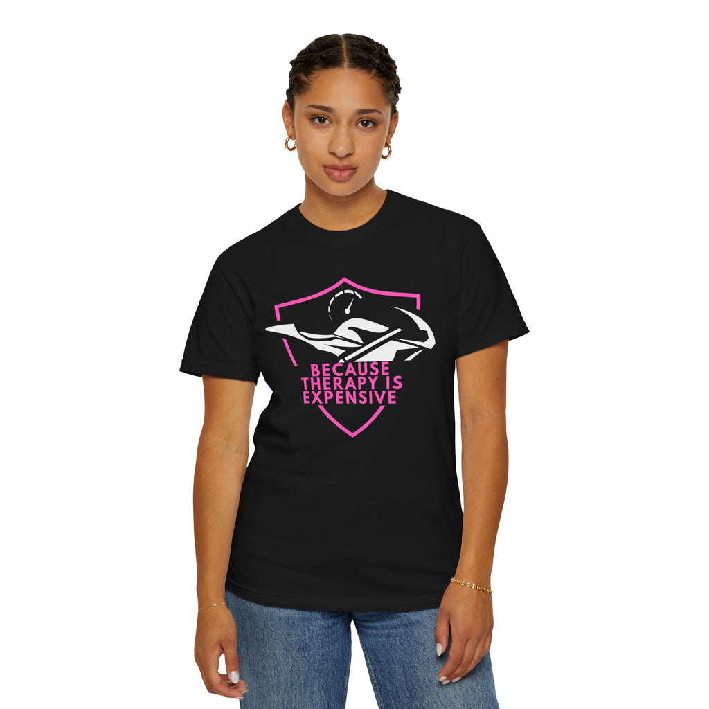 Non UK Sales Motorbike t-shirt  (Because Therapy is expensive) P/B