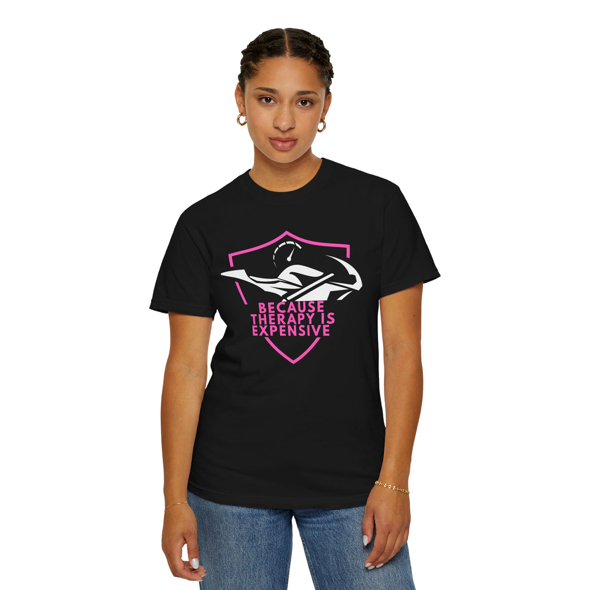 Non UK Sales Motorbike t-shirt  (Because Therapy is expensive) P/B