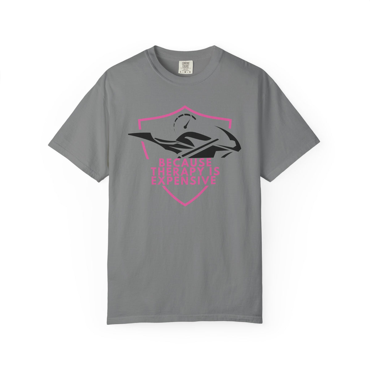 Non UK Sales Motorbike t-shirt  (Because Therapy is expensive) P/W