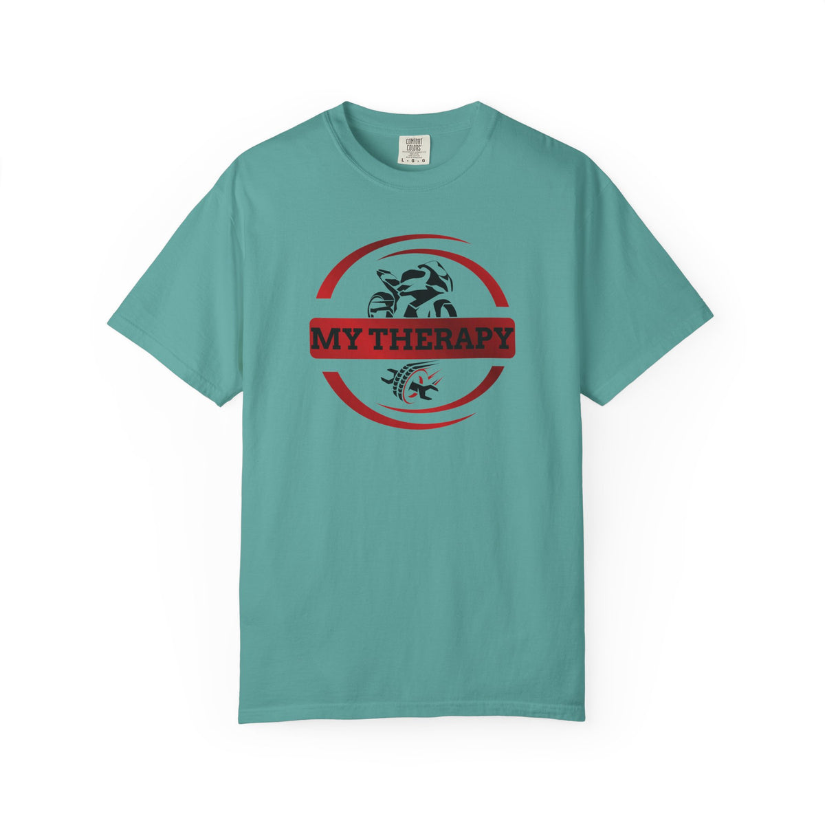 Non UK Sales Motorbike t-shirt  (My therapy) Swirl R/W